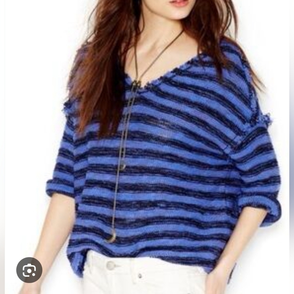 Free People Women's Spells Trouble Pullover Oversized Knit Stripe Sweater M